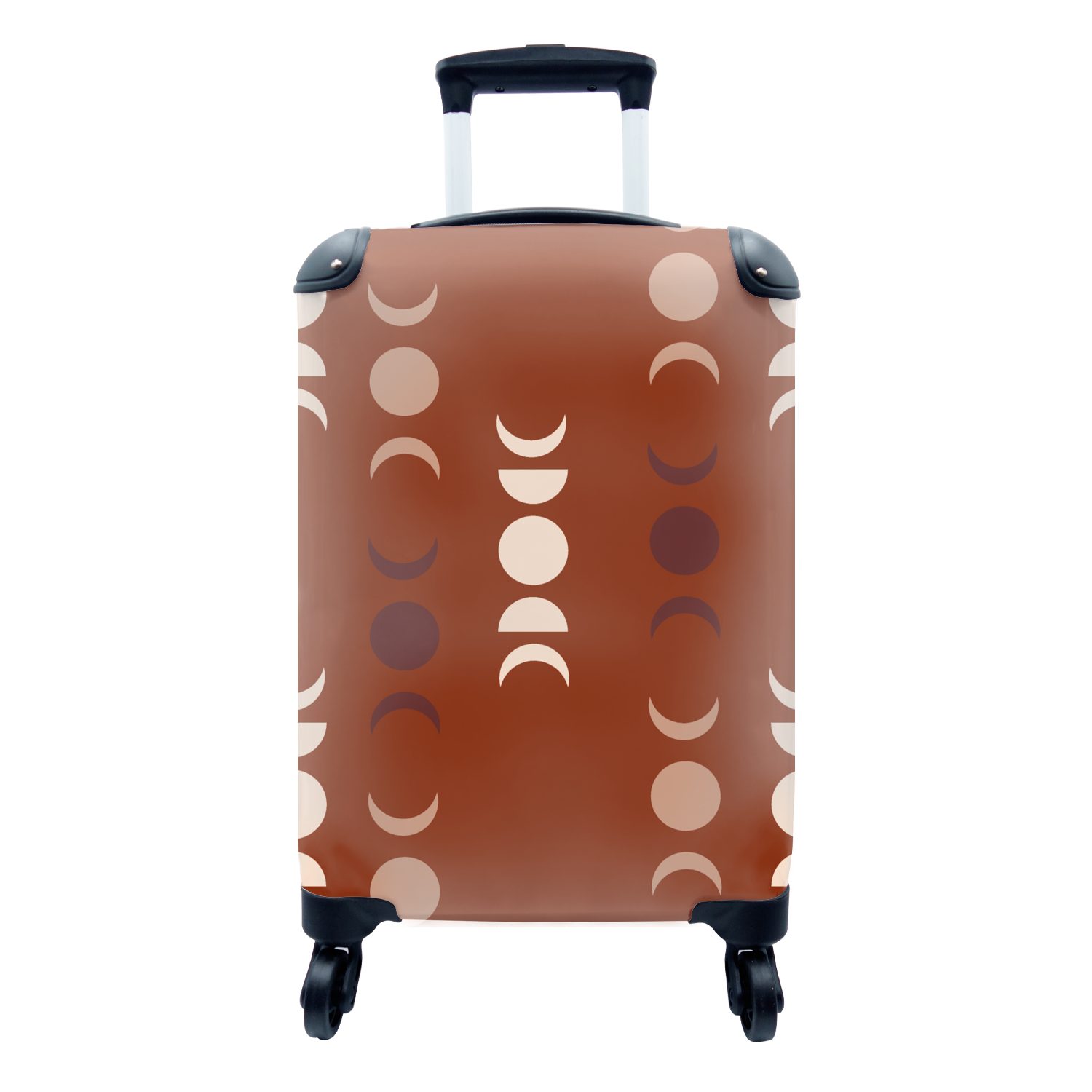 MuchoWow Handgepäckkoffer Mond - Rot - Muster, 4 Rollen, Reisetasche mit rollen, Handgepäck für Ferien, Trolley, Reisekoffer