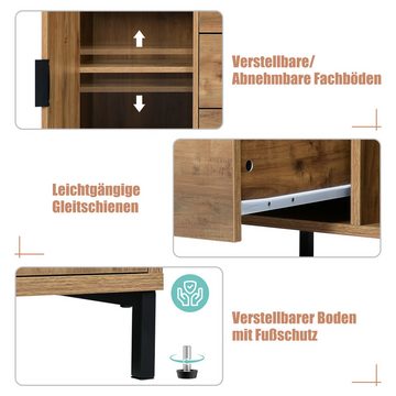 IDEASY Sideboard Sideboard, Aufbewahrungsschrank, Holzoptik (120 x 40 x 76 cm), verstellbare Einlegeböden, Spanplatte +Metall