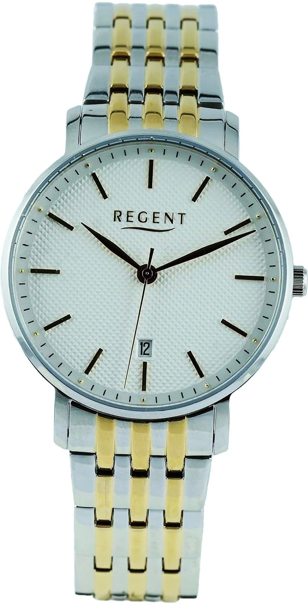 39mm), Regent Quarzuhr Herren Regent groß Armbanduhr Metallarmband rund, extra Analog, Armbanduhr (ca. Herren