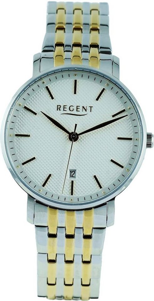 Regent Quarzuhr Regent Herren Armbanduhr Analog, Herren Armbanduhr rund,  extra groß (ca. 39mm), Metallarmband