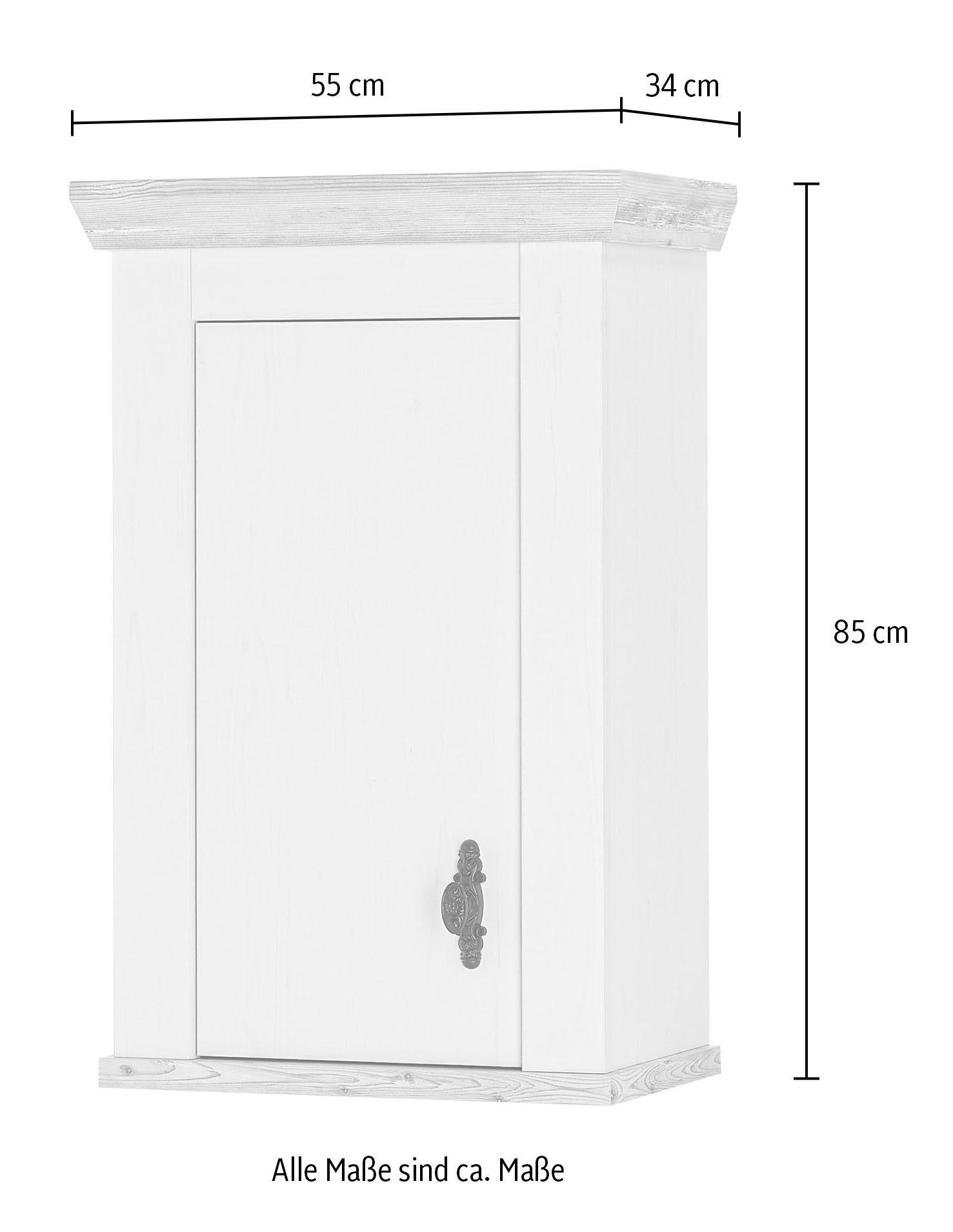 Home affaire Küchenzeile Florenz, Küche in Pinie Weiß, mit Herdumbau, ohne E-Geräte, (Set), Breite 191 cm, mit verschnörkelten Metallgriffen, Arbeitshöhe 92 cm
