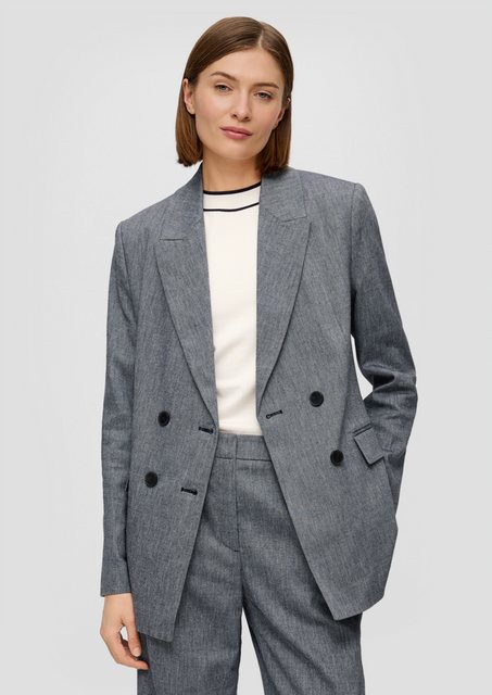 s.Oliver BLACK LABEL Jackenblazer Taillierter Longblazer aus Baumwollmix günstig online kaufen