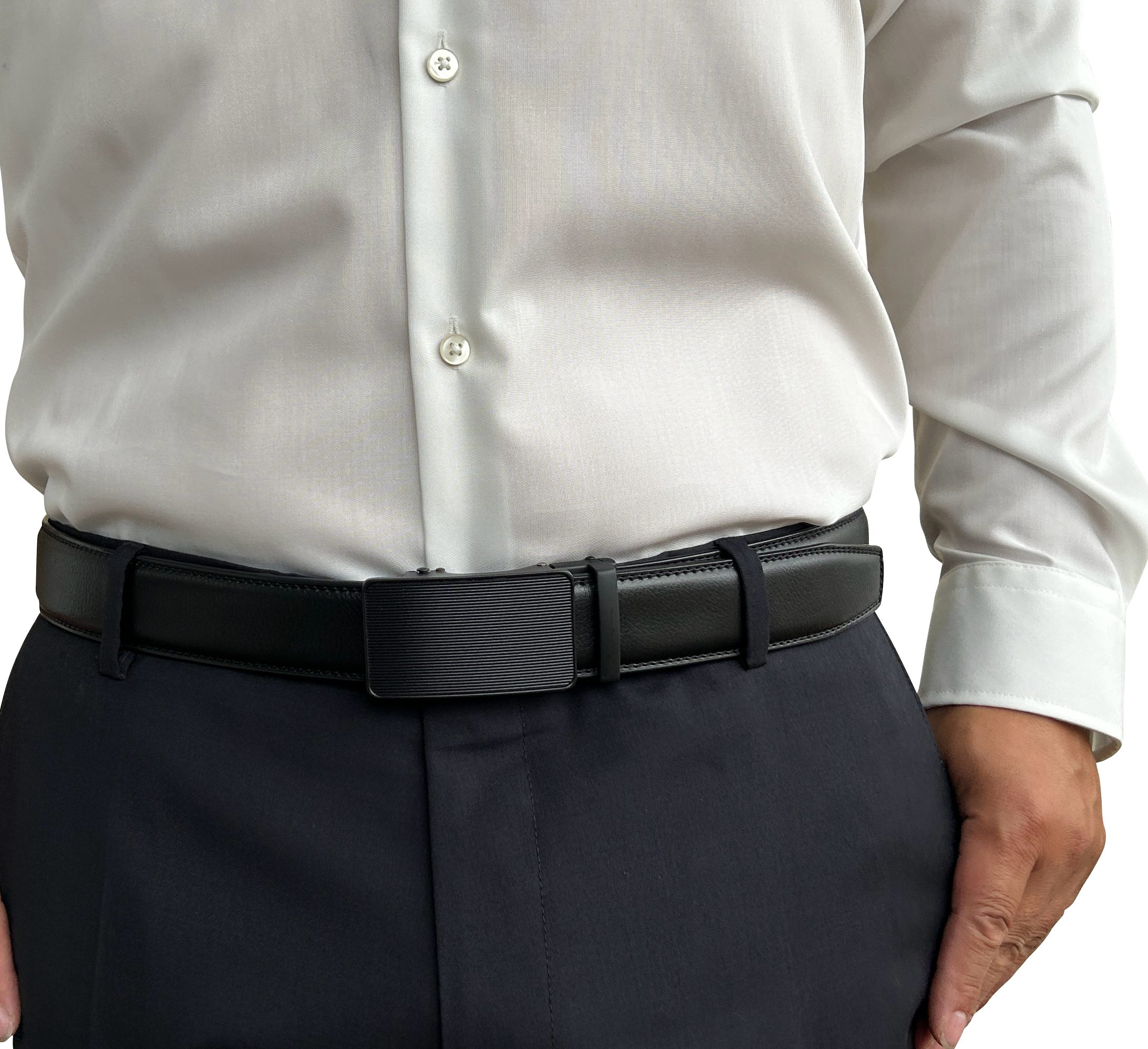 Verarbeitung Ledergürtel Herren Geschenk Business Leder 38mm, aus Hochwertige Kürzbar für Männer Perfektes 05 Breit MIRROSI Automatik Anzug Schwarz
