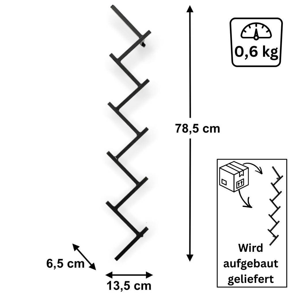 DanDiBo Hakenleiste Wand Metall Tassenhalter 10 Haken Schwarz Tassenhaken, auch als Weinregal geeignet