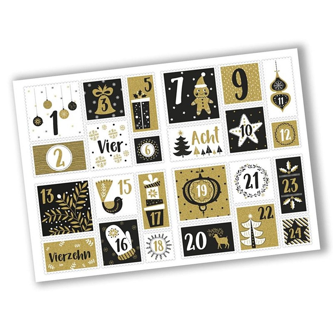 PAPIERDRACHEN DIY-Adventskalender 24 Zahlenaufkleber - Papier selbstklebend (24-tlg)
