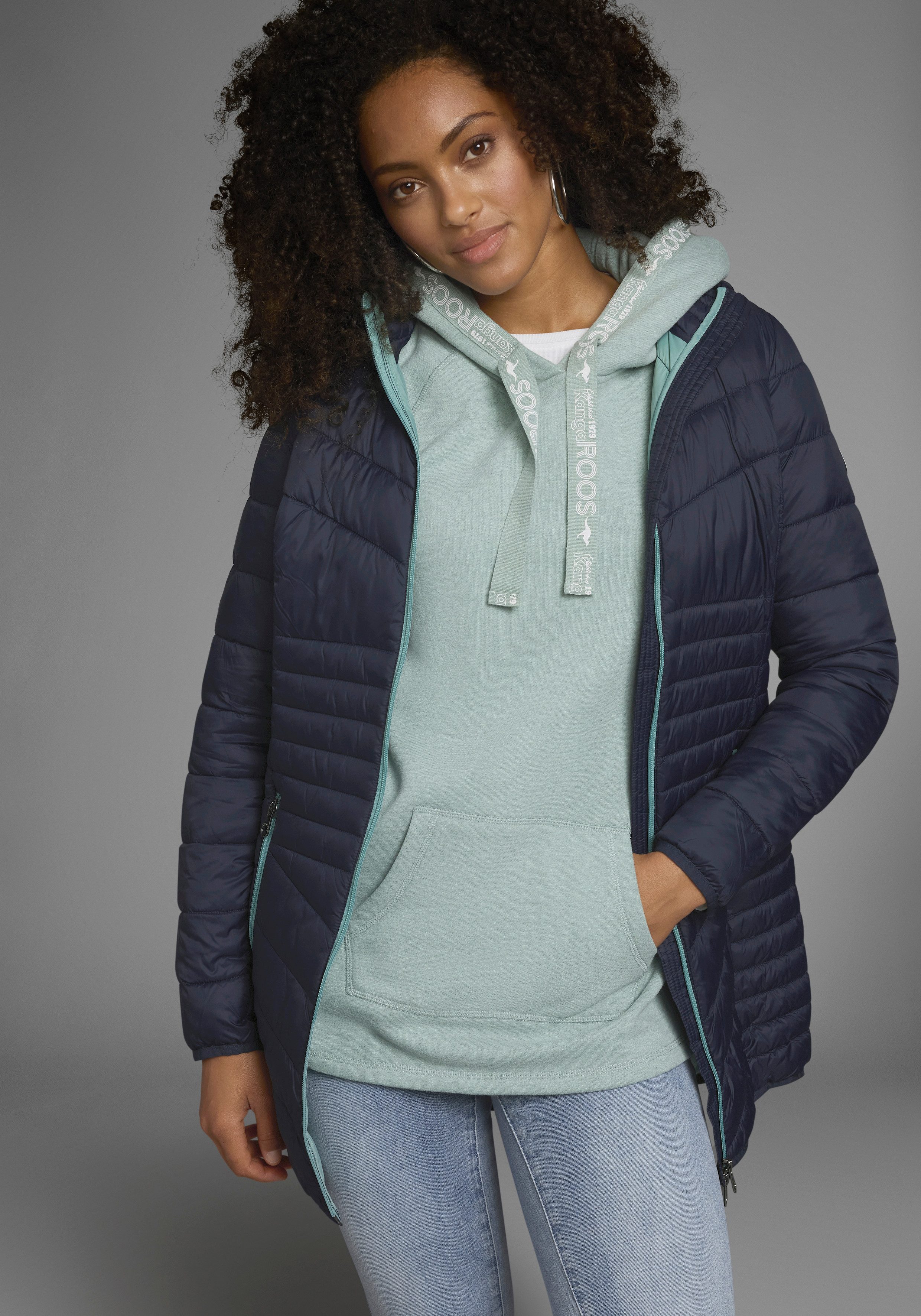 KangaROOS Steppjacke für den Übergang, aus leichtem Webmaterial, figurbetonter Schnitt