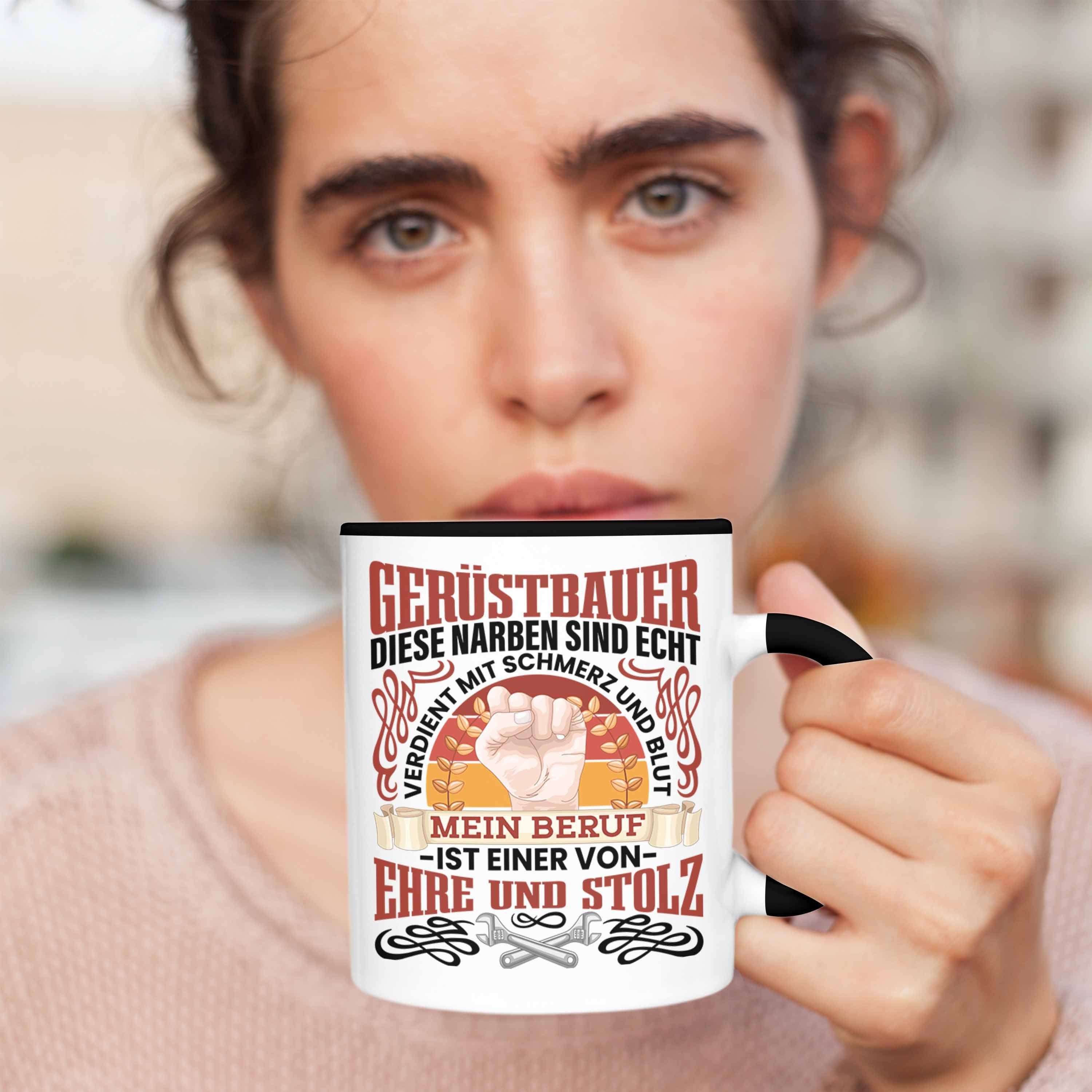 Spruch Tasse Schwarz Geschenk Gerüstbauer Tasse Männer Gerüstbaumeister Trendation