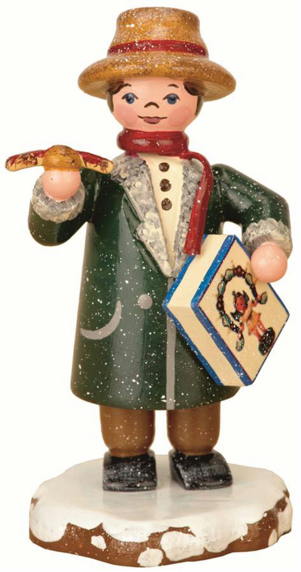 Hubrig Volkskunst Zschorlau Erzgebirge Sammelfigur Hubrig Winterkinder Vater kauft ein