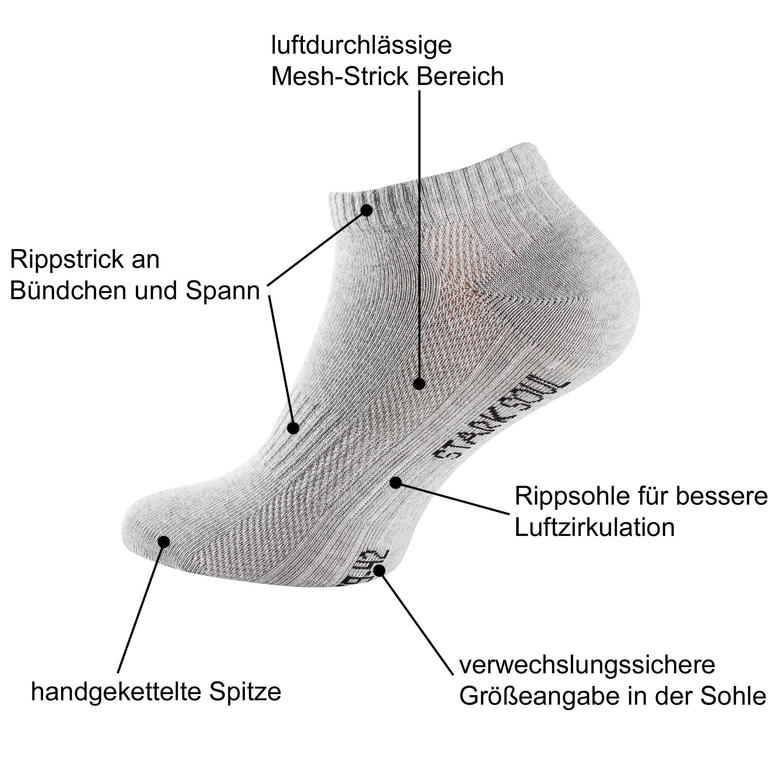 Stark Soul® Sneakersocken Sneaker Socken Mesh gekämmte Baumwolle, Premium Qualität, Unisex 6 Paar