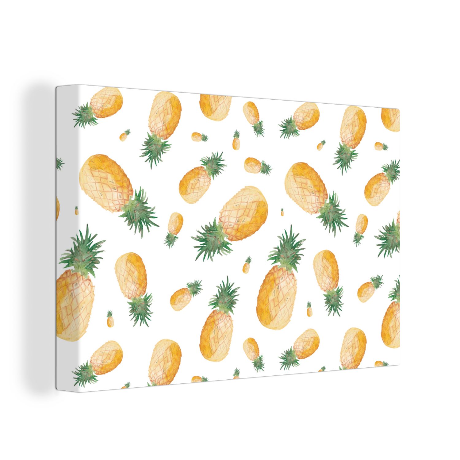 OneMillionCanvasses® Leinwandbild Ananas - Obst - Weiß, (1 St), Wandbild Leinwandbilder, Aufhängefertig, Wanddeko, 30x20 cm