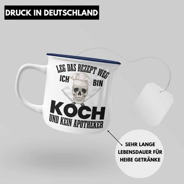 Trendation Thermotasse Trendation - Koch Geschenke Männer Emaille Tasse Lustig Geschenk für Koch Köchin Geschenkidee Frauen