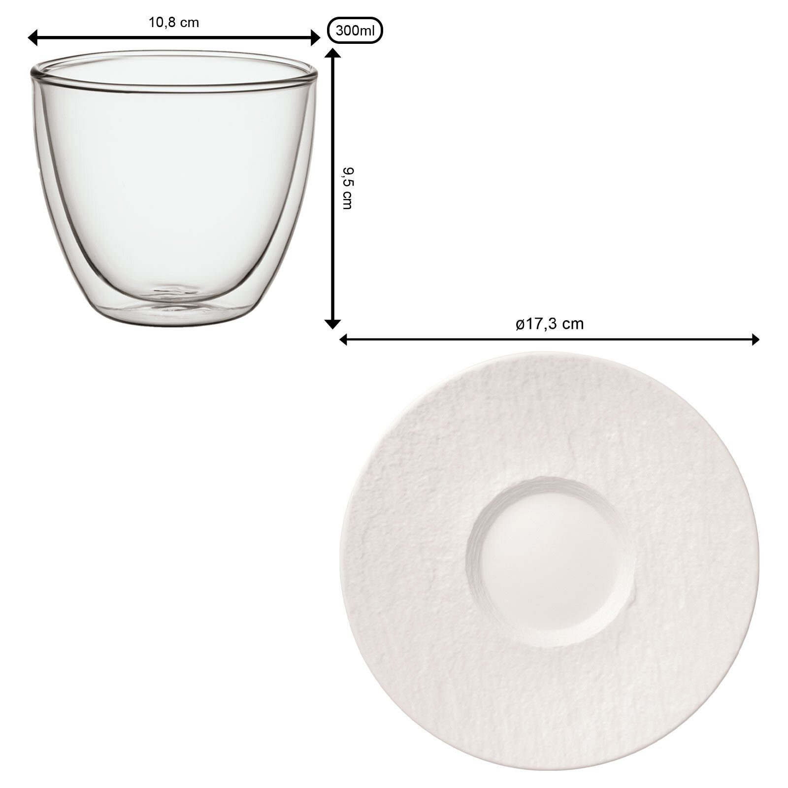 Villeroy & Boch Latte-Macchiato-Glas Manufacture Rock Café au Lait-Set 250 ml, 2-tlg., Material-Mix