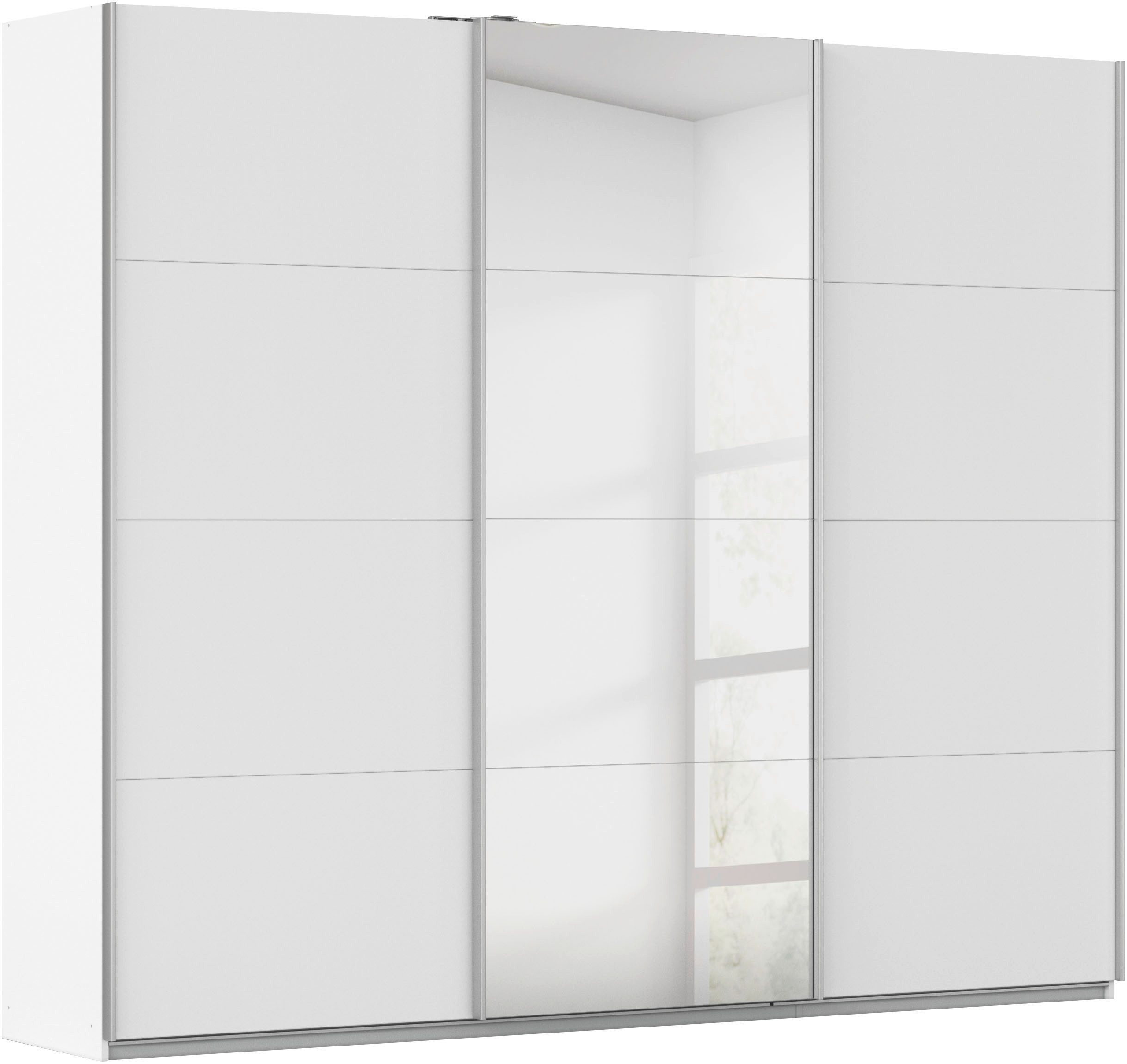 rauch Schwebetürenschrank Kleiderschrank Schrank Garderobe Wäscheschrank Ankleide KULMBACH (Breite 271 cm) in 2 Höhen erhältlich, mit Metallgriffleisten MADE IN GERMANY