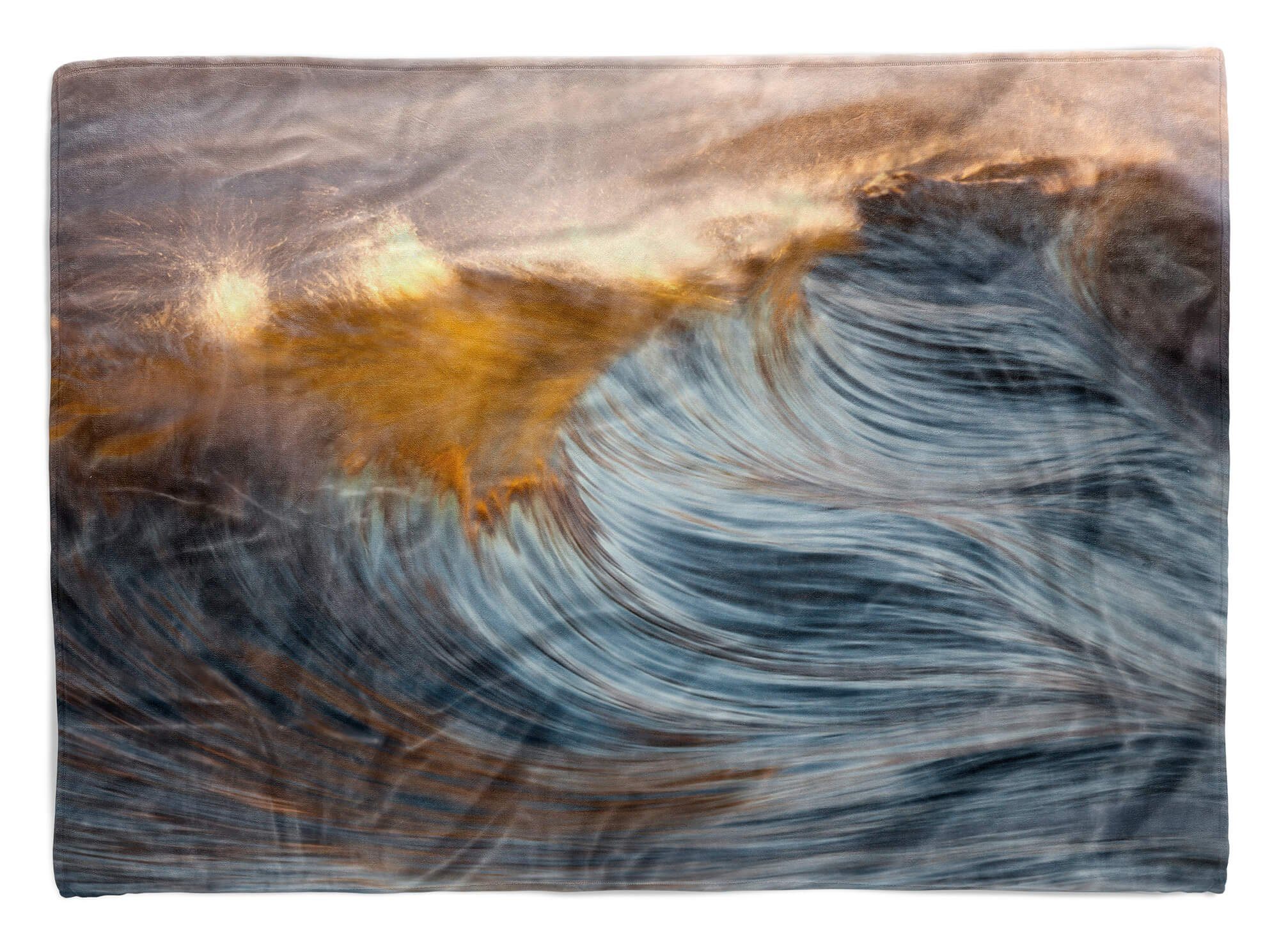 Sinus Art Handtücher Handtuch Handtuch mit (1-St), Kuscheldecke Wellen Baumwolle-Polyester-Mix Natu, Fotomotiv Wasser Saunatuch Strandhandtuch