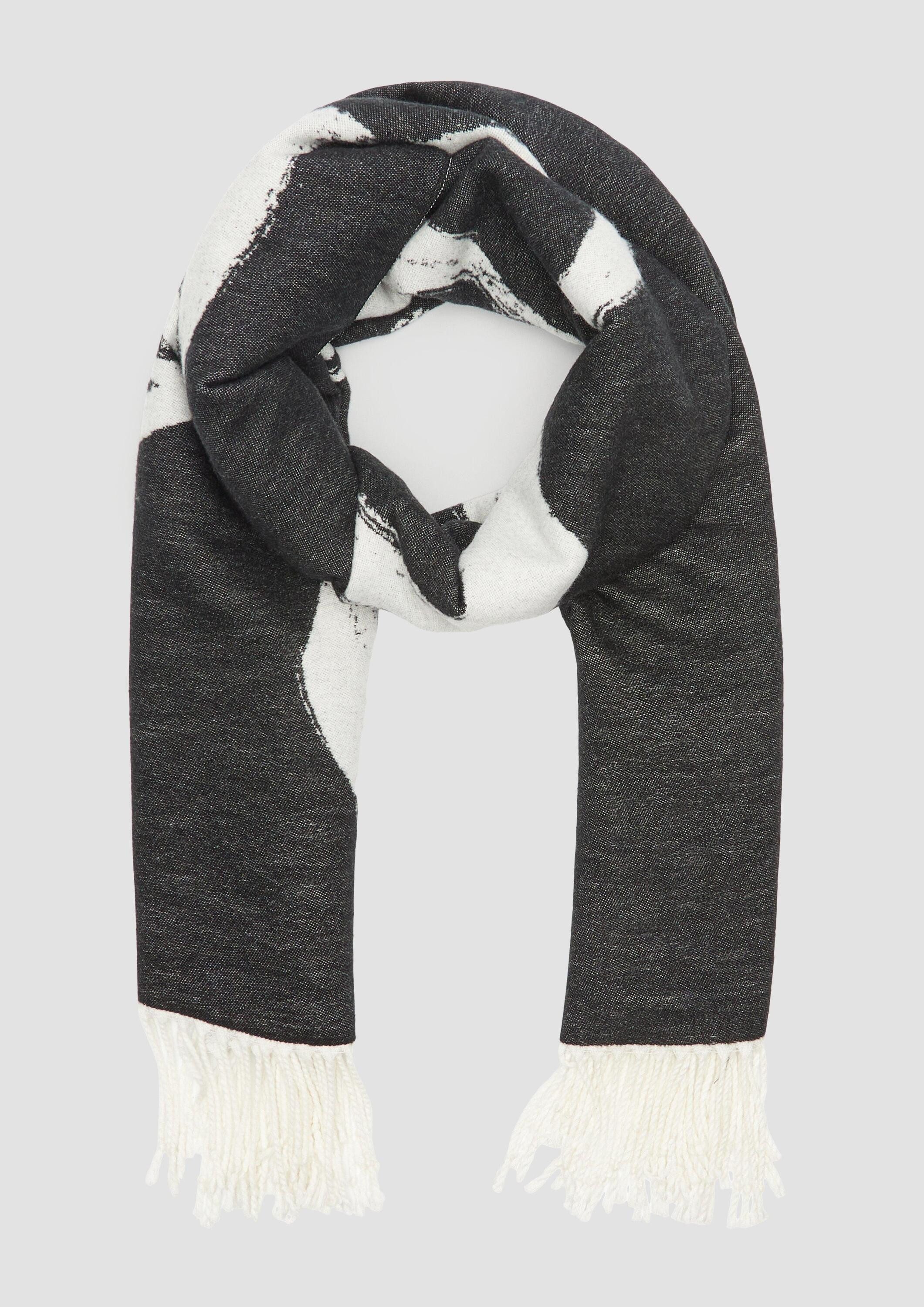 s.Oliver Schal Tuch, Weicher Jacquard-Schal mit Fransen günstig online kaufen