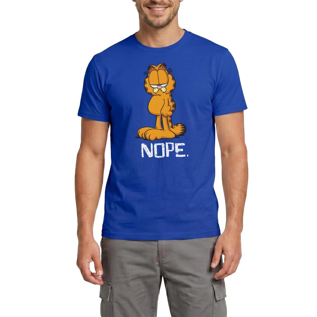 T-Shirt Garfield Nope Nein Nö Kein Bock Lustig Männer T-Shirt