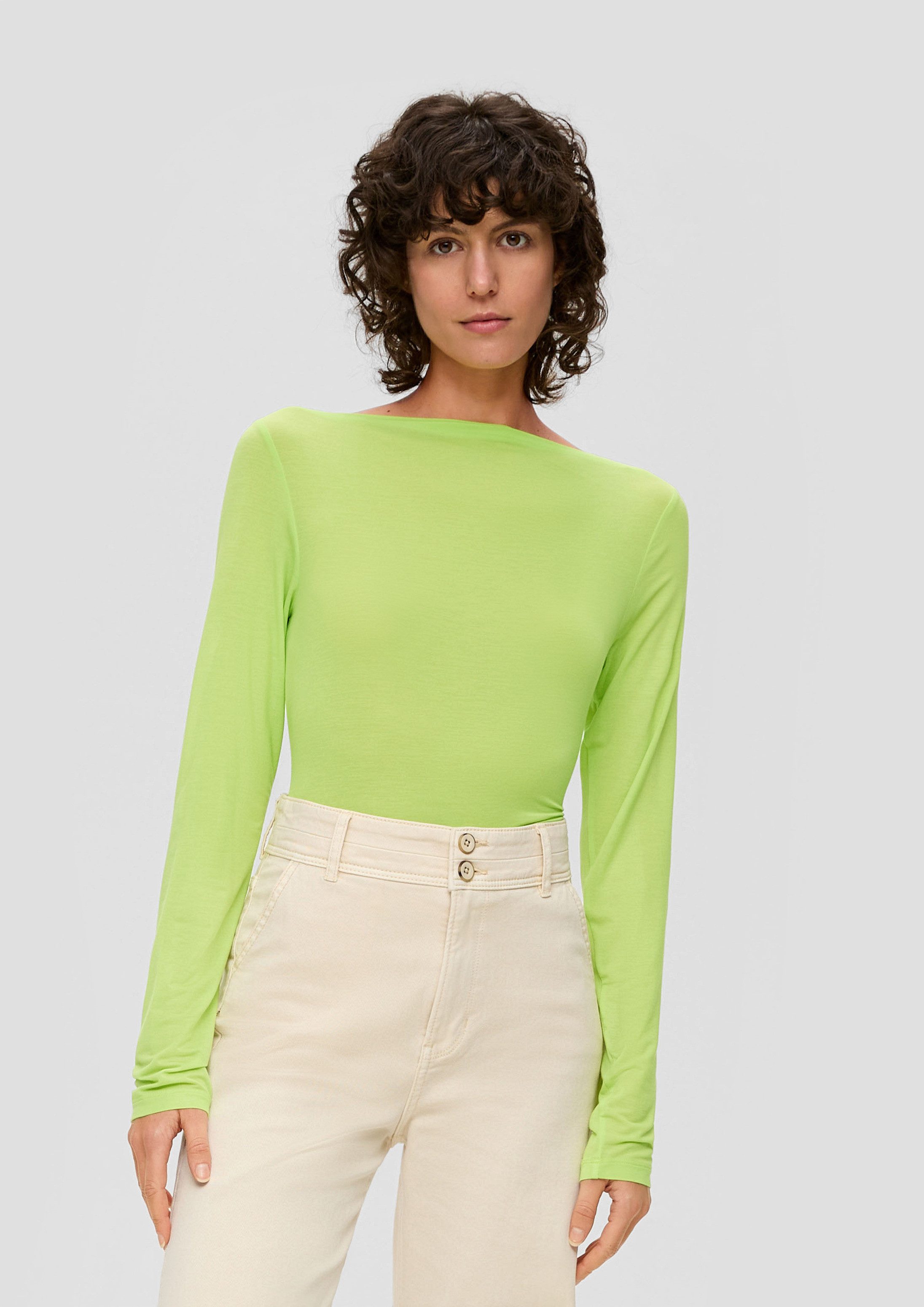 s.Oliver Langarmshirt T-Shirt Slim Fit-Longsleeve aus Lyocellmix