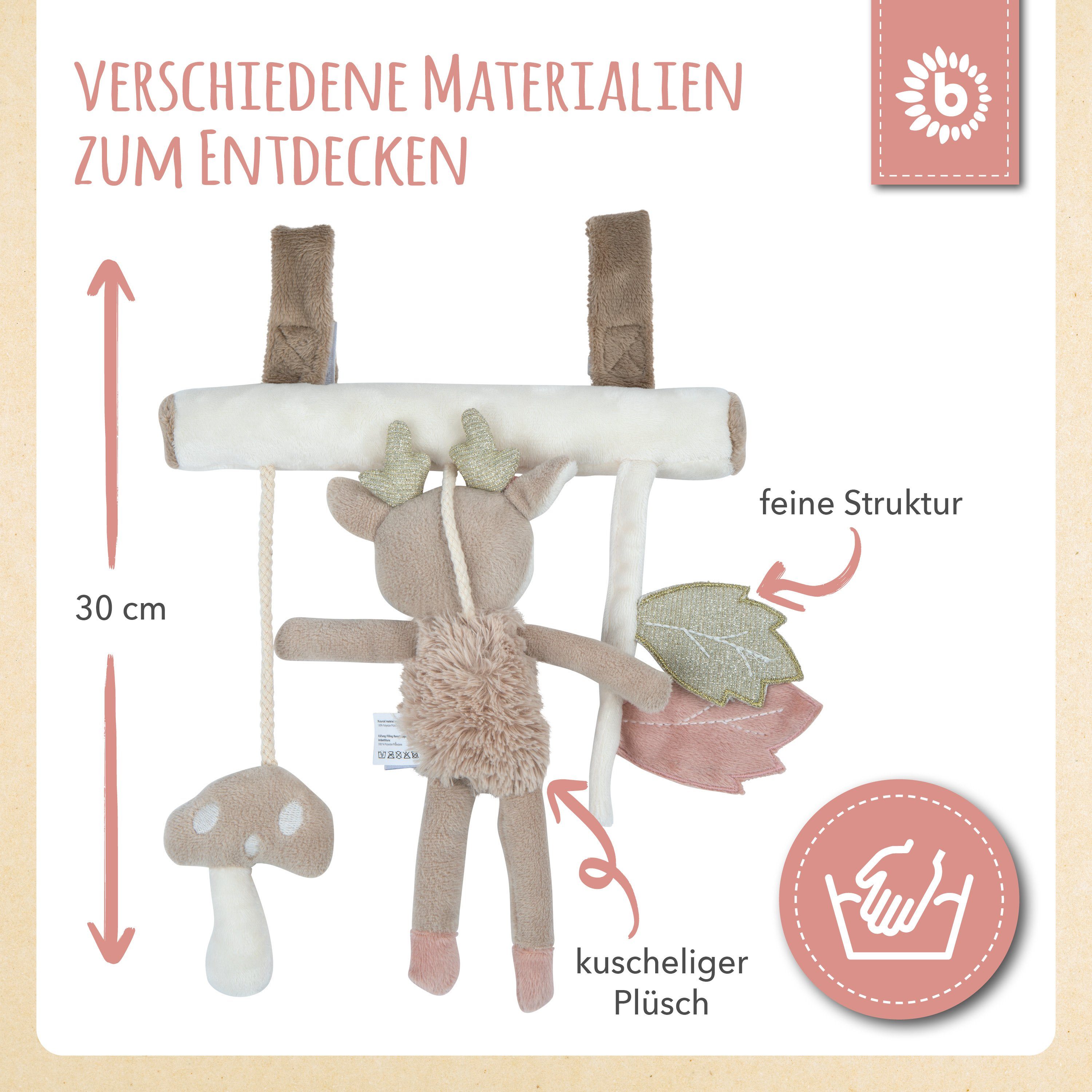 BIECO Kinderwagenanhänger Bieco Kinderwagen Kette Design Reh ca. 30x21 cm Mobile Babybett – Bild 4 von 5