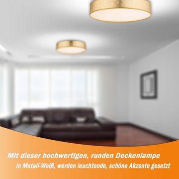 bmf-versand Deckenleuchte Deckenleuchte LED Wohnzimmer Schlafzimmer Deckenlampe Textil Gold mit, Pflegetuch, LED fest integriert, Warmweiß, Esszimmer, Küche, Flur