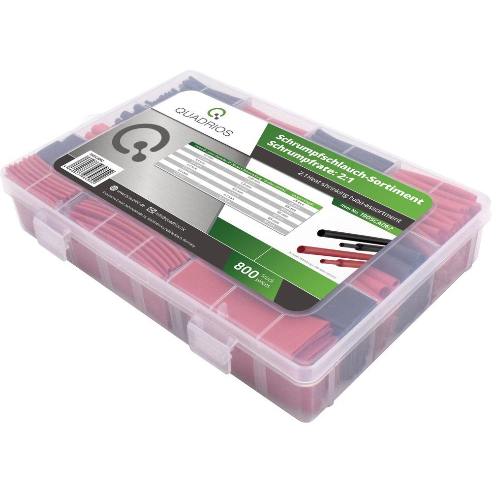 Quadrios Schrumpfschlauch Quadrios 1905CA062 Schrumpfschlauchsortiment Schwarz, Rot 800 Teile, (1905CA062)