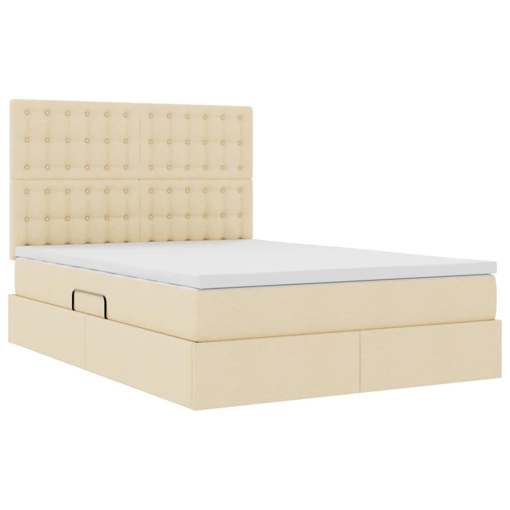 vidaXL Bed Storage Bed with Mattress Cream 140 x 190 cm Polyester (1-piece)