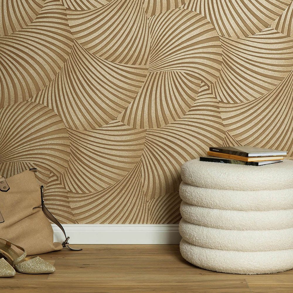 Erismann Vliestapete Fächer Streifen Beige Gold Metallic 10525-30 Guido Maria Kretschmer