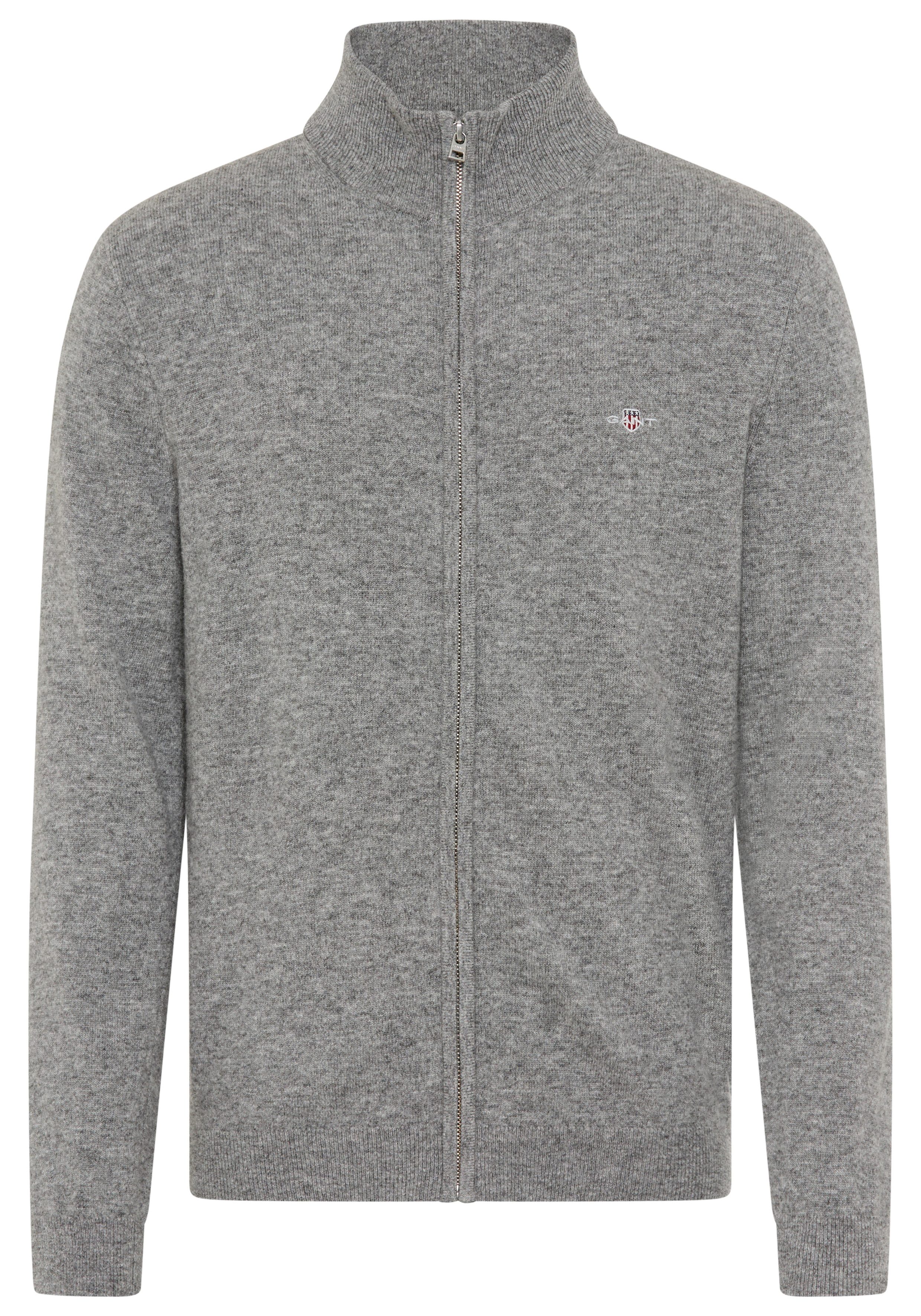 Gant Strickjacke EXTRAFINE LAMBSWOOL ZIP CARDIGAN mit Logostickerei günstig online kaufen