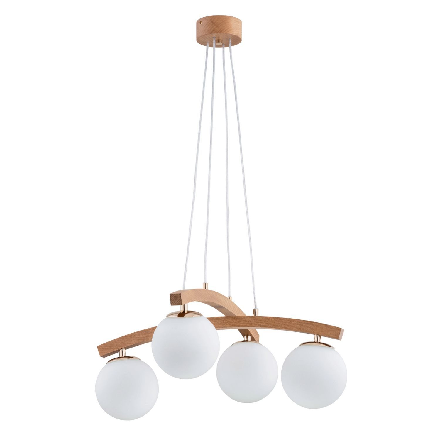 Licht-Erlebnisse Pendelleuchte ORION, ohne Leuchtmittel, Glas Metall H: max. 90 cm 60 cm breit Natur Weiß E14 4-flammig