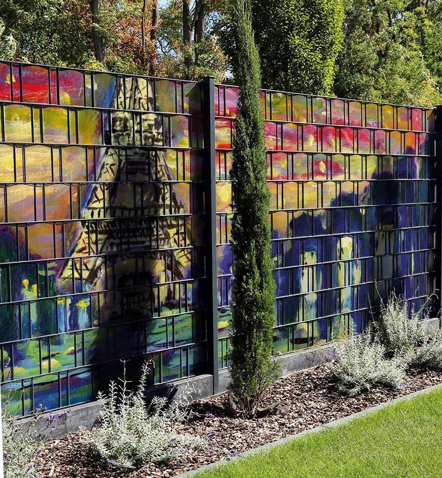 Thumbnail - MyMaxxi Sichtschutzstreifen Sichtschutzstreifen Eiffelturm bunt Sichtschutz Garten Zaun, (Eiffelturm bunt)