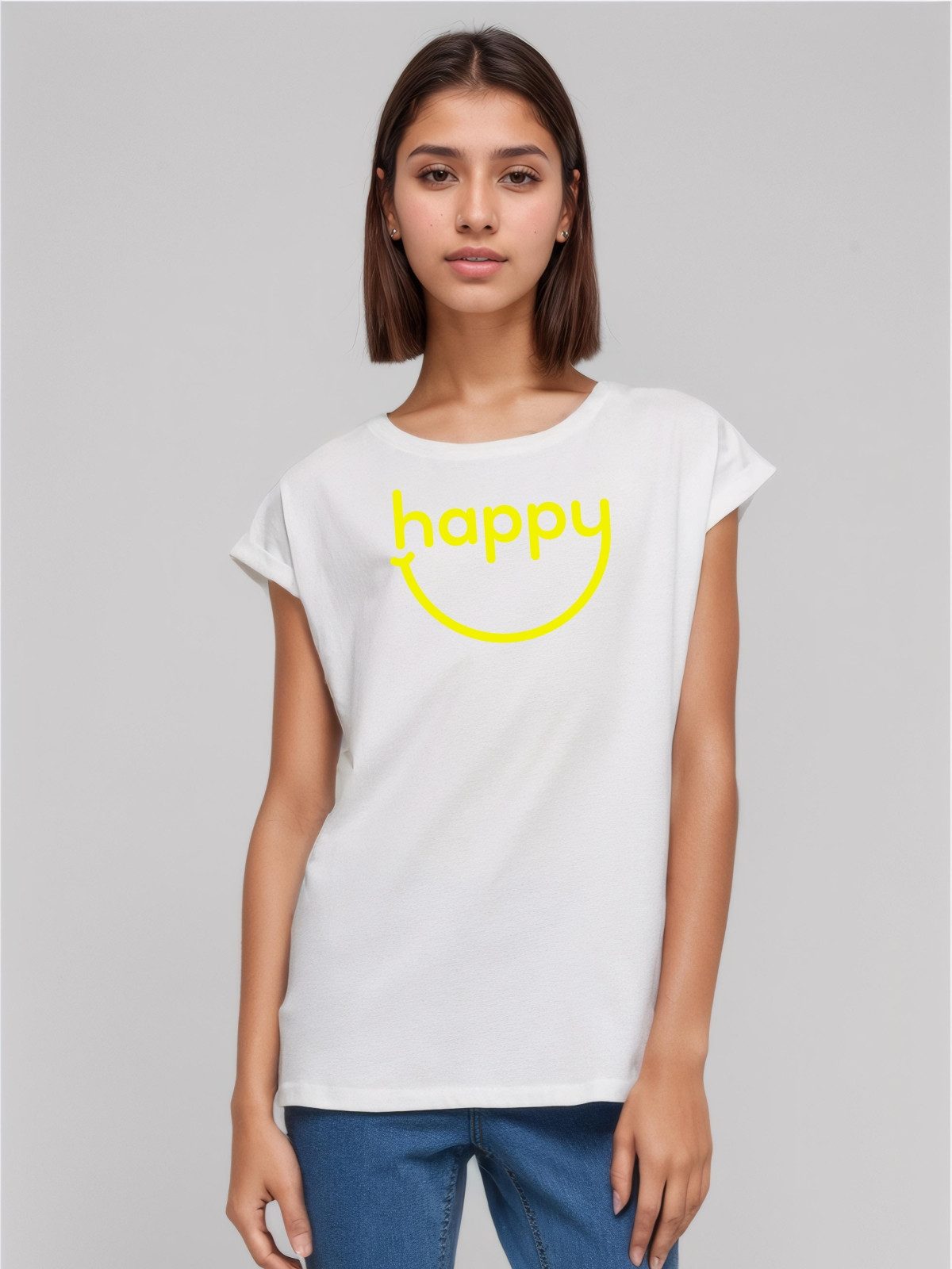 Be Famous Print-Shirt Classic Roll Up HAPPYSMI (1-tlg., keine)