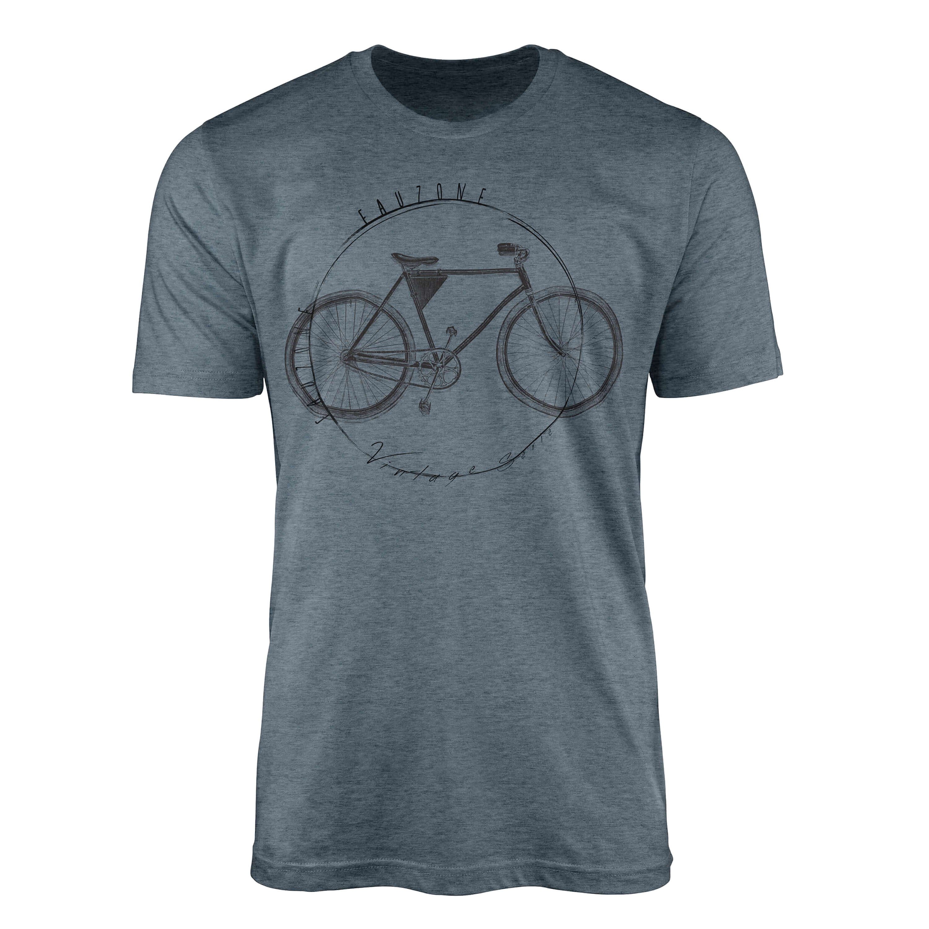 Sinus Art T-Shirt Vintage Herren T-Shirt Fahrrad Indigo