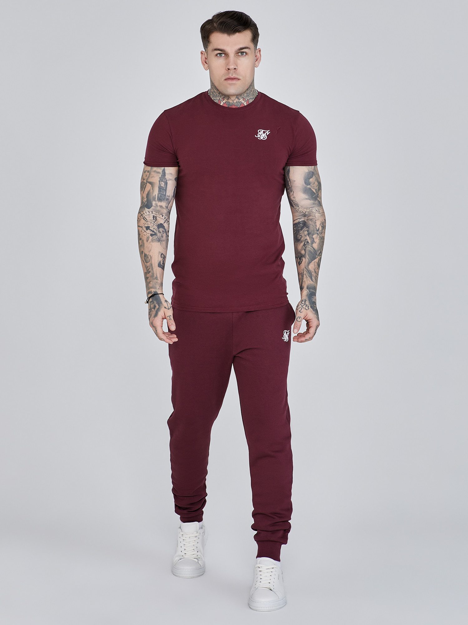 Siksilk Jogger Pants SikSilk Herren Bordeaux Essentials Jogginghose günstig online kaufen