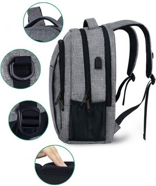 WISHDOR Laptoprucksack Laptop Rucksack Rucksäcke Schulrucksack Wasserbeständig Laptoptasche (Laptop Notebook Tasche Schule Uni Rucksack, Anti-Diebstahl, mit USB-Lade-Anschluss, Backpack mit Laptopfach), Herren Damen Jungen Teenager Freizeit Arbeit Business Reisen