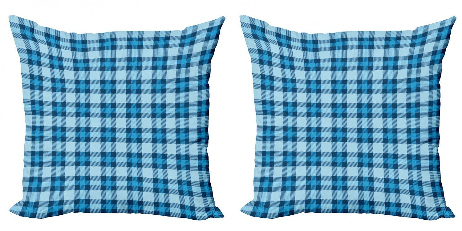 in Digitaldruck, Accent Modern Stück), (2 Abakuhaus Doppelseitiger Picknick-Fliesen Kariert Kissenbezüge Blau