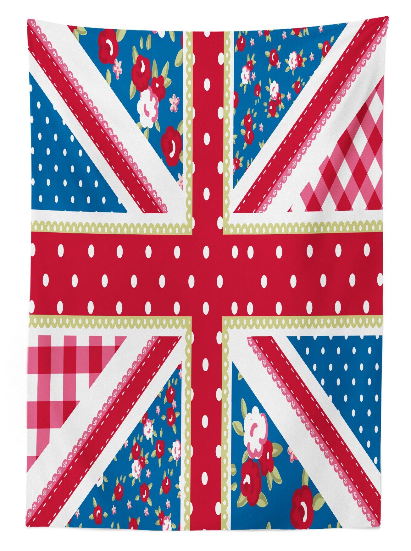 Klare den Außen Flagge Abakuhaus Farben, geeignet Tischdecke Britische Bereich Waschbar Chic Shabby Für Floral Farbfest