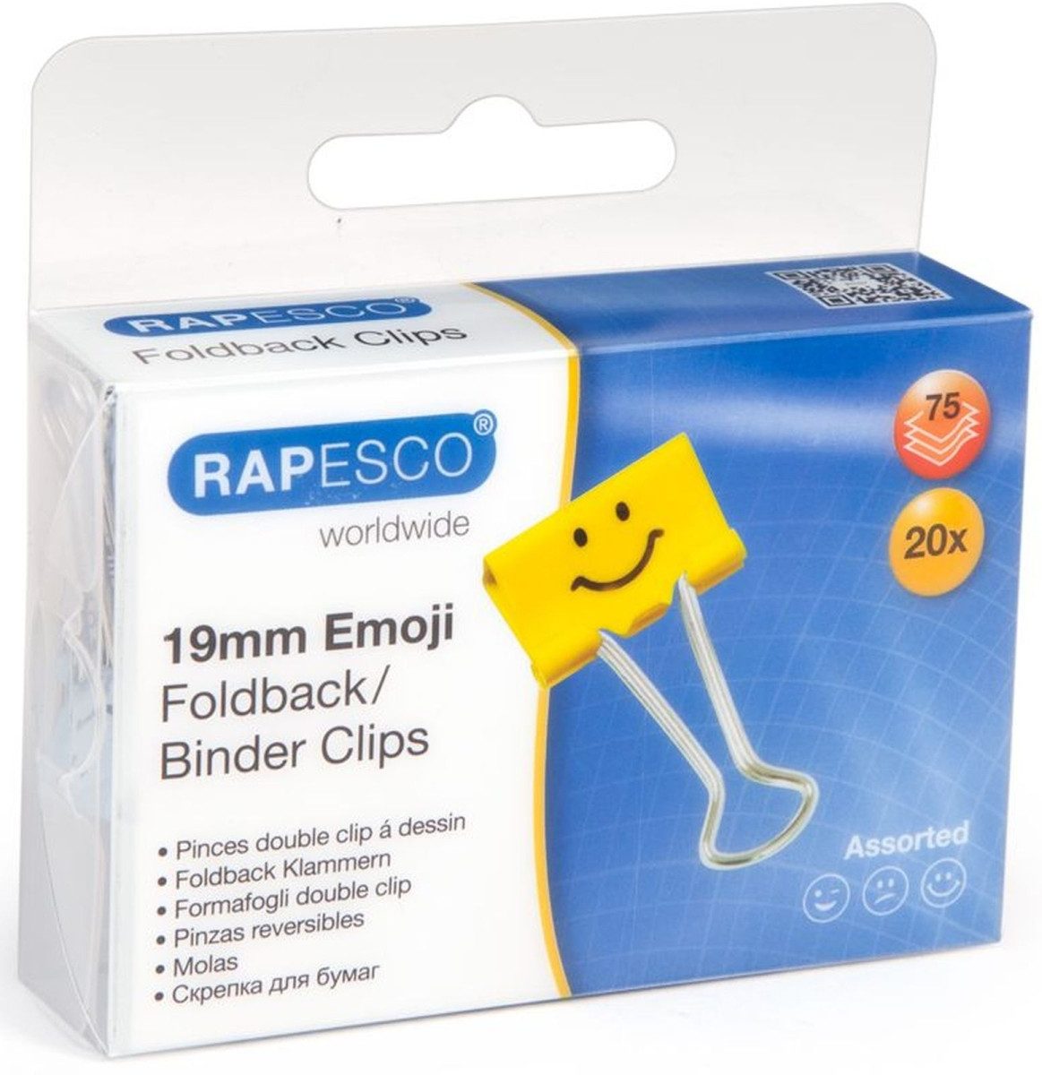 RAPESCO Büroklammer Foldback-Klammern 19mm gelb VE=20 Stück