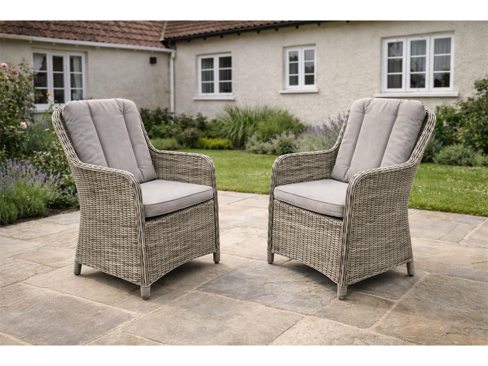 Green Spirit Gartenstuhl »Ria« 2er Set Gartenstühle Rattan Armlehnen Lounge Sessel Stühle (Set, 2 St), Polyrattan, grau, wetterfest - Garten, Terrasse, Balkon