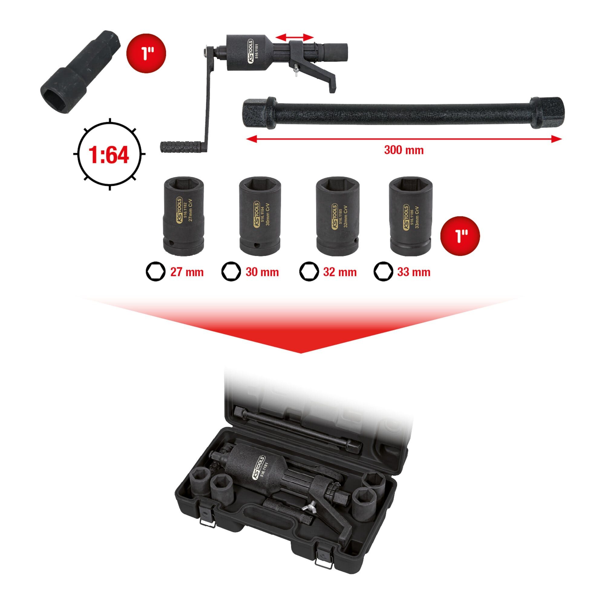 KS Tools Drehmomentschlüssel KS Tools Universal-Kraftvervielfältiger-Satz, 7-tlg.
