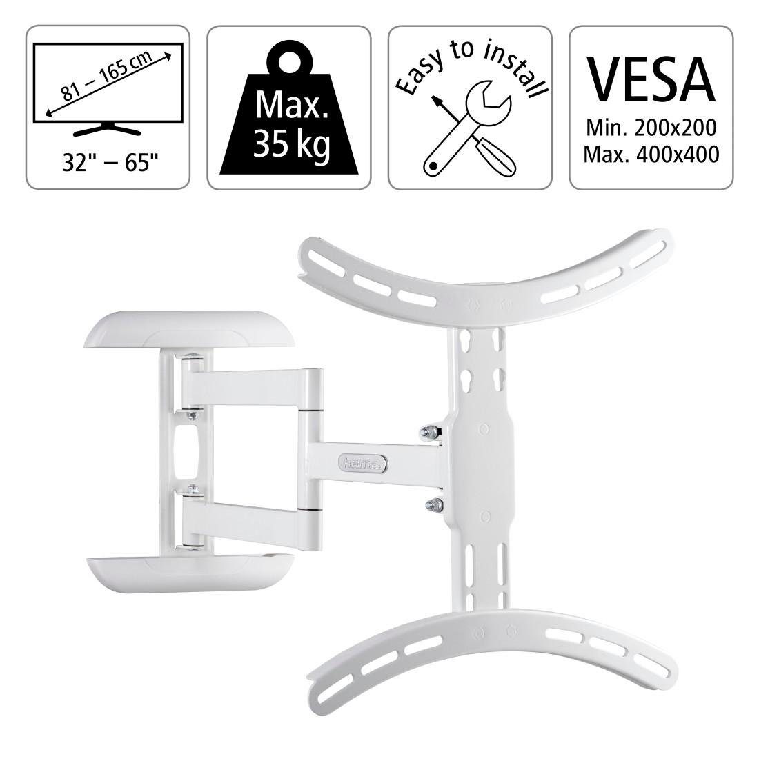 TV-Wandhalterung, 165 FULLMOTION, Wandhalterung cm(65), 65 Zoll) ausziehbar, Hama (bis weiß