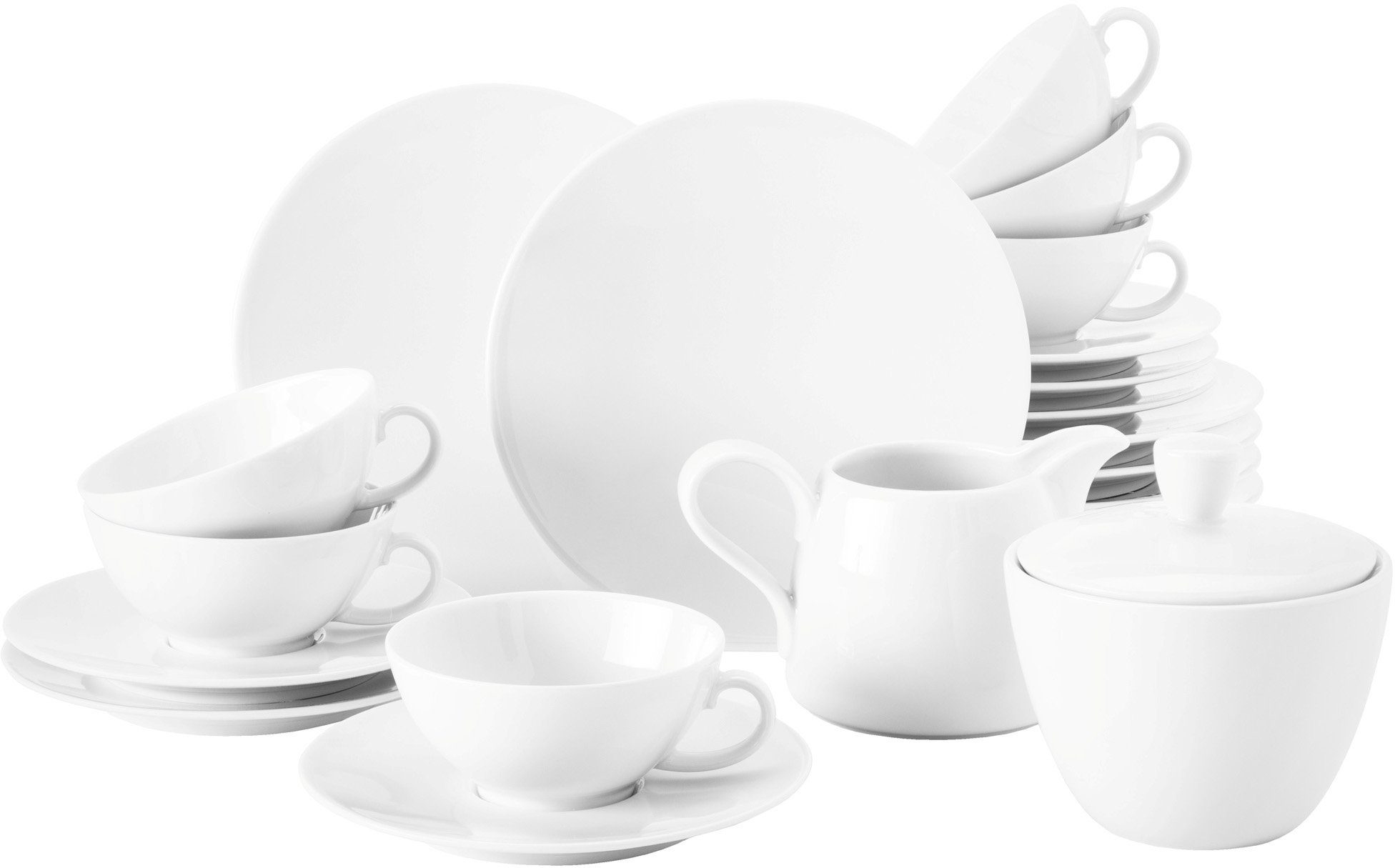 Seltmann Weiden Teeservice Geschirr-Set Life (20-tlg), 6 Personen, Porzellan, mit Linien-Dekor, Made in Germany, 20 Teile, für 6 Personen | Teeservice