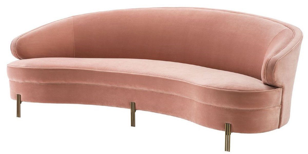 x H. Wohnzimmer Casa 78 Rosa Designer 230 Sofa Luxus Sofa cm Samt - Padrino Messingfarben Möbel - Gebogenes Sofa / x 103