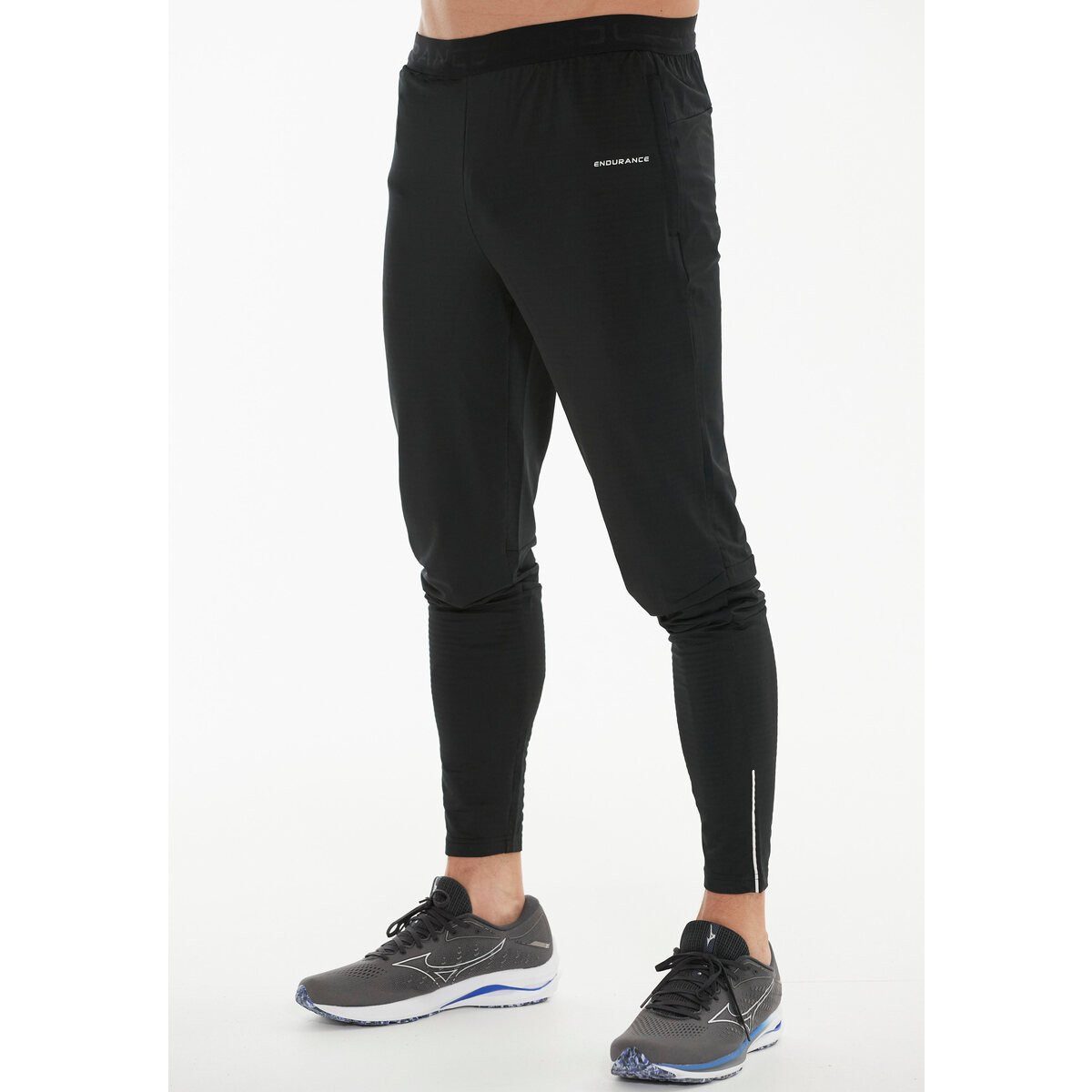 ENDURANCE Sporthose Moores mit Dehnbund (Reflektoren) lang schwarz Herren günstig online kaufen