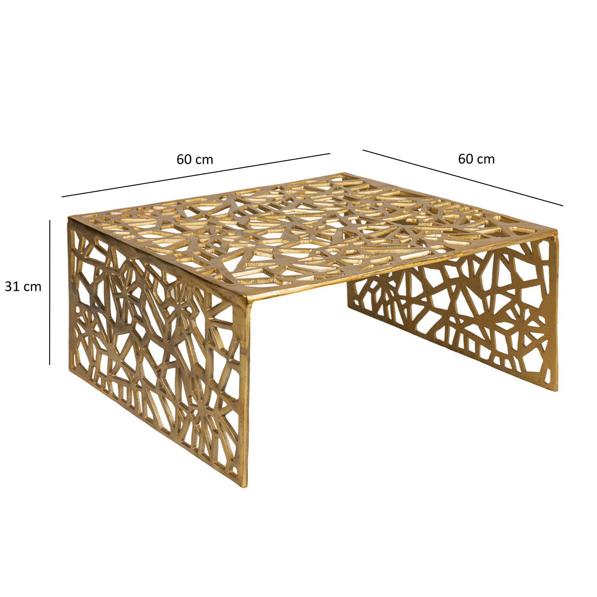 FINEBUY Couchtisch FB77351 Aluminium 60cm Gold Sofatisch Wohnzimmertisch Loungetisch (Luftiges Design mit moderner Eleganz), Metalltisch als stilvoller Blickfang