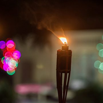 Randaco Gartenfackel Gartenfackel Kerze Garten Außen 10x Fackeln Fackel Fackelöl Bambus, Festliche Dekoration