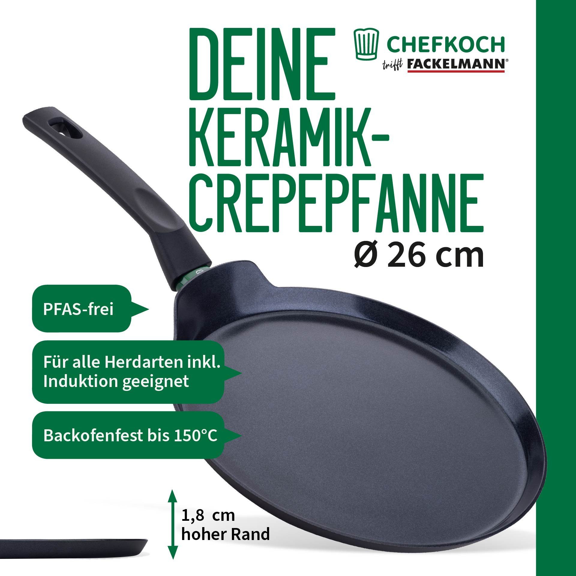 Chefkoch trifft Fackelmann Crêpepfanne Crêpepfanne, Pfannkuchenpfanne, Pancake-Pfanne, Kochpfanne