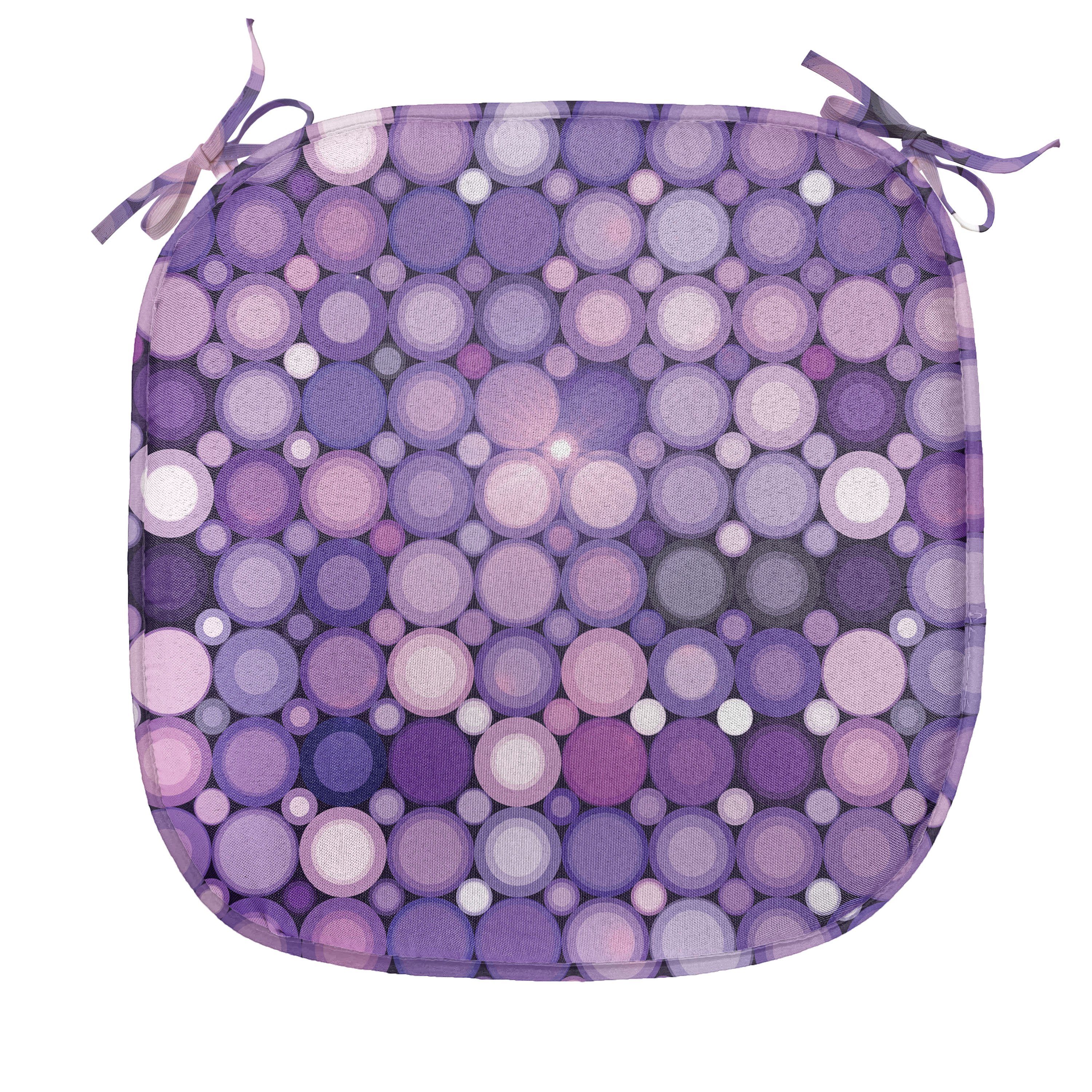 Abakuhaus Stuhlkissen Dekoratives wasserfestes Kissen mit Riemen für Küchensitze, Modern Geometrische Violet Kreise