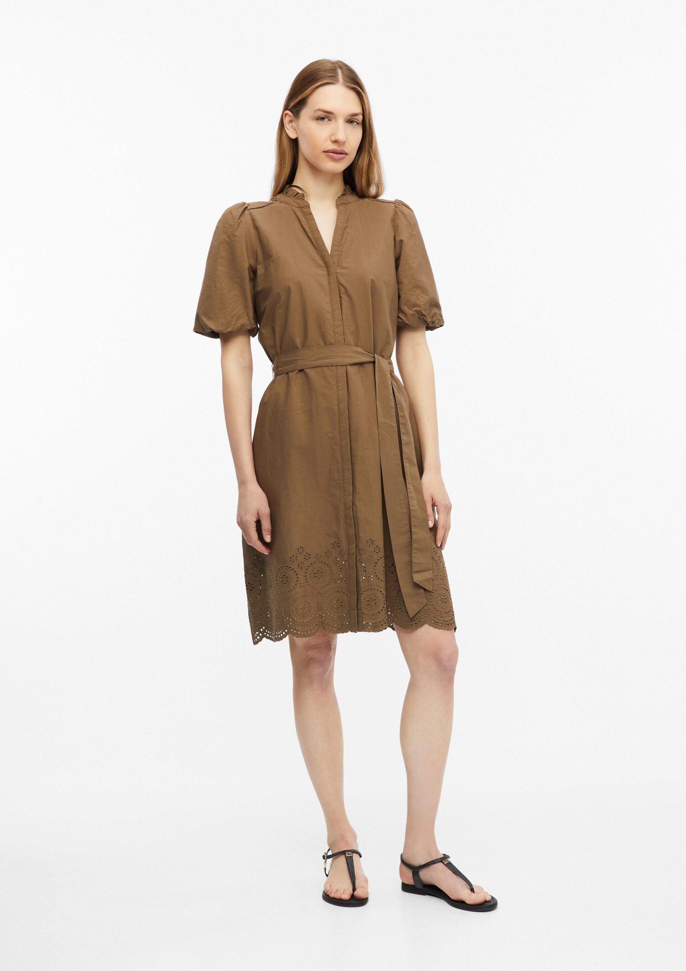 s.Oliver Minikleid Kleid Baumwollkleid mit Lochstickerei und Ballonärmeln