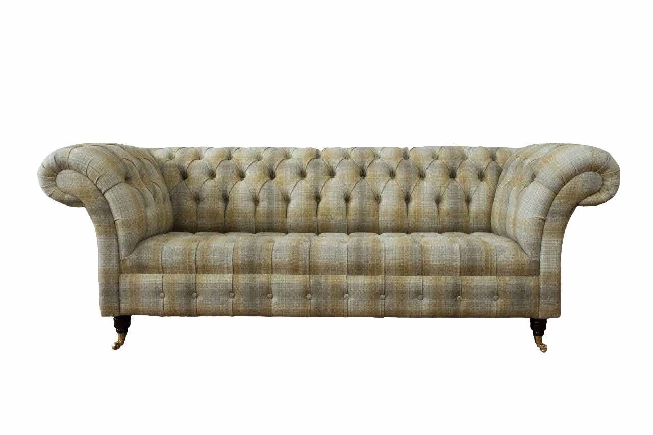 JVmoebel 3-Sitzer Designer Sofa 3 Sitzer Chesterfield Polster Dreisitzer Textil 240cm, 1 Teile, Mit Chesterfield-Knöpfen