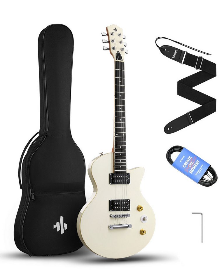 Donner E-Gitarre 39" Solid Body H-H Pickups Gitarren für Rock, Blues, Pop &Punk DSC-128, Gitarrenkoffer, Gurt, Kabel, Gitarrenkoffer, Gurt, Kabel, Solid Body Für Anfänger