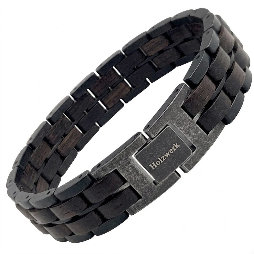 Holzwerk Edelstahlarmband Designer Holz Armband, Armkette Gliederarmband, Holz Unikate inkl. Armbandkürzer, ideal als Geschenk